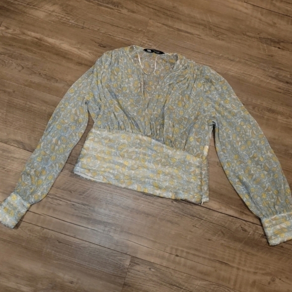 Zara Paisley Printed Long Sleeve Blouse Size Small - Picture 4 of 6